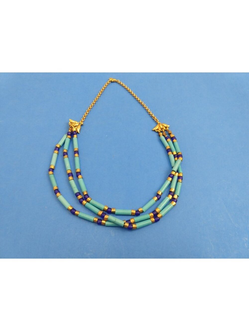 Egyptian Triple Strand Lotus Collar Necklace